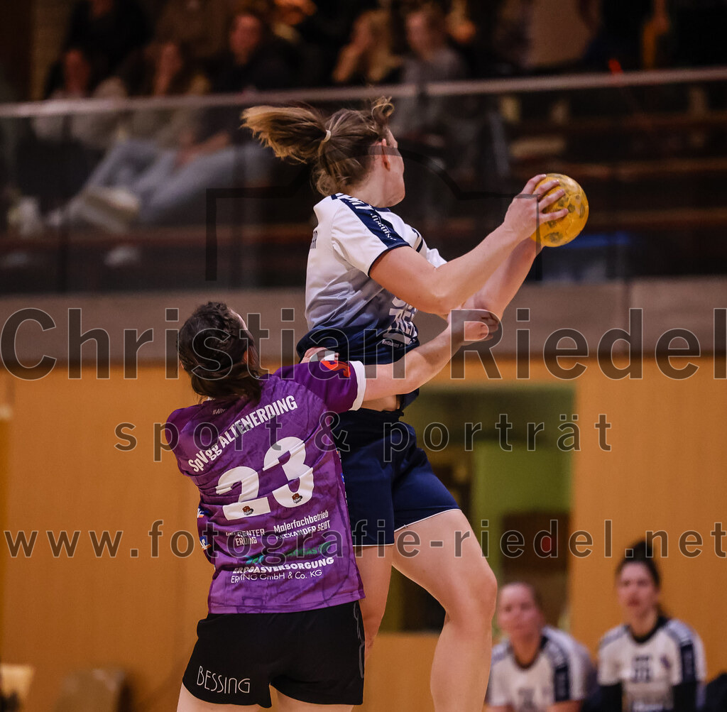 2024-11-24_081_SpVgg_Altenerding_gegen_HC_Donau-Paar_II | Erding, Deutschland, 24.11.2024:Handball, Bezirksoberliga Frauen Altbayern 2024 / 2024, 6. Spieltag, SpVgg Altenerding gegen HC Donau/Paar II, Endergebnis: 24:24Katharina Künstner (SpVgg Altenerding, #23), Marina Wavrouschek (HC Donau/Paar, #11)Foto: Christian Riedel / fotografie-riedel.net