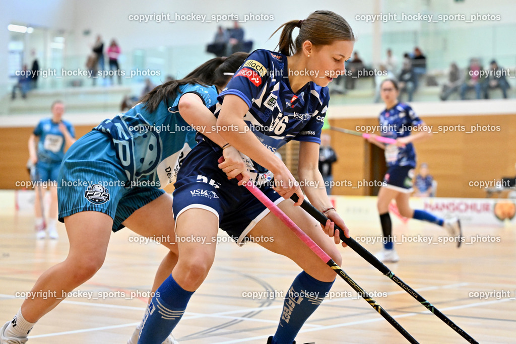 VSV Unihockey Damen vs. FCB München | #76 Ronja Trieb FCB München, #56 Eleni Huber VSV Unihockey, VSV Unihockey Damen vs. FCB München, VSV Unihockey Damen vs. FCB München am 24.01.2026 in Villach (Ballspielhalle St. Martin), Austria, (Photo by Bernd Stefan)