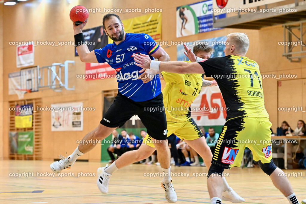 SC Ferlach vs. Bregenz Handball | #57 LEBAN Patrik SC Ferlach, #71 Schröder Andreas Bregenz Handball, SC Ferlach vs. Bregenz Handball, SC Ferlach vs. Bregenz Handball am 28.09.2024 in Ferlach (Ballspielhalle Ferlach), Austria, (Photo by Bernd Stefan)