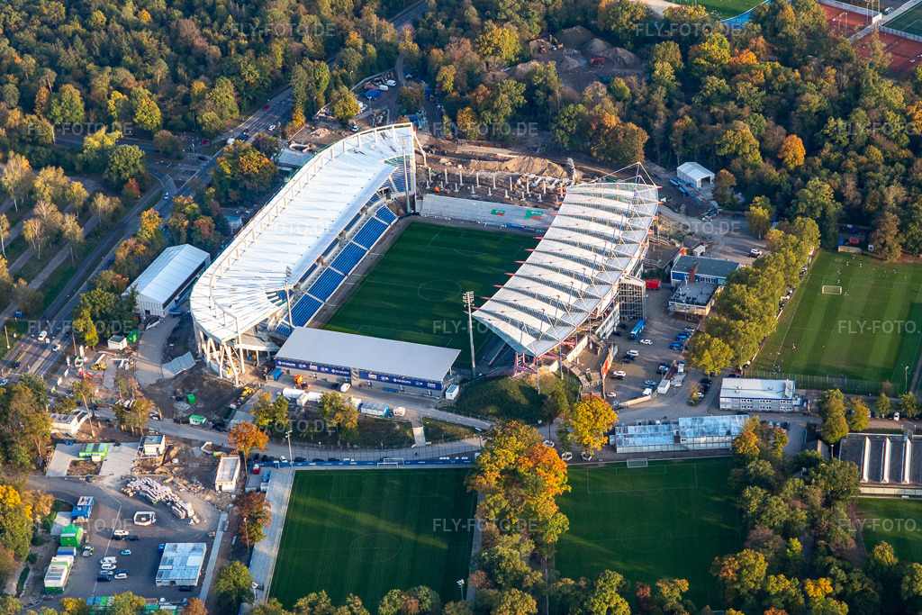 Luftbild: Erweiterungs- und Umbau- Baustelle am Sportstätten-Gelände des Stadion 
