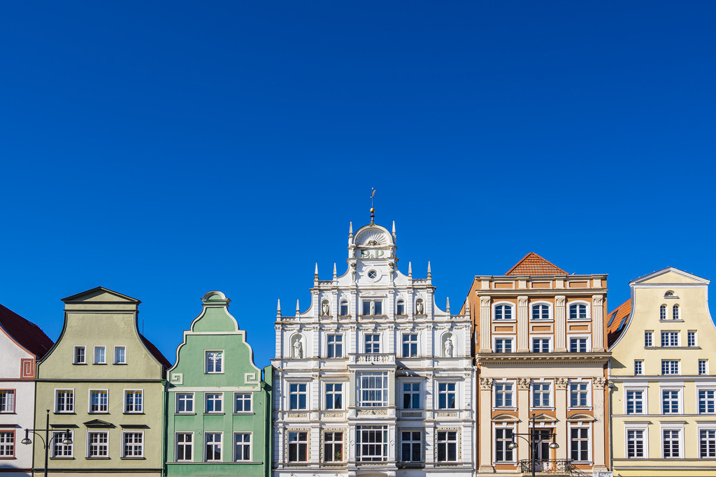 Blick auf historische Giebel am Neuen Markt in der Hansestadt Rostock | Blick auf historische Giebel am Neuen Markt in der Hansestadt Rostock.