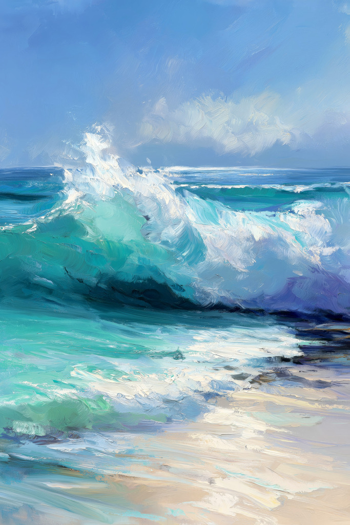 2506016 - Welle am Strand | Wunderschönes Strandmotiv im Stil eines Gemäldes. 