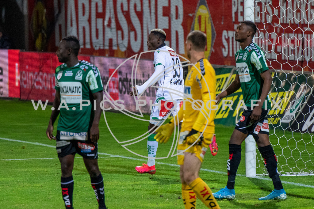 SV Ried vs Fc Wacker Innsbruck | RIED,AUSTRIA,17.JUL.20 - SOCCER - HPYBET 2. Liga, SV Ried vs FC Wacker Innsbruck. Image shows the rejoicing of Sunday Faleye (Wacker) .
Photo: SMP/Andreas Willdoner