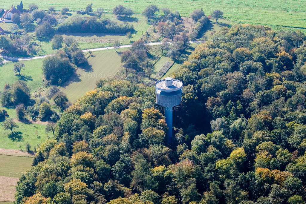 Luftbild: Wasserturm Bergwald im Ortsteil Durlach in Karlsruhe im Bundesland Baden-Württemberg in Deutschland. Foto: IMG_8620.jpg vom 14.10.2007 durch Werner Riehm/FLY-FOTO.de