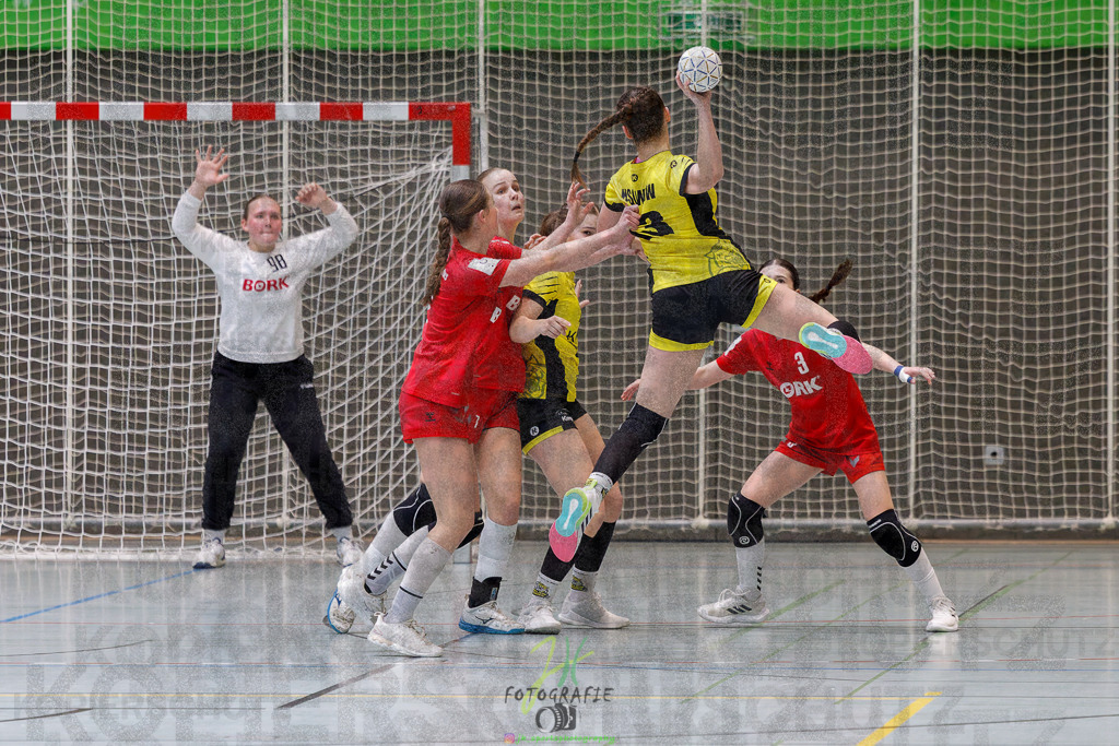 Hessenmeisterschaft wJC - Finale; HSG Kleenheim - HSG Weiterstadt/ Braunsh.Worf. | Hessenmeisterschaft wJC - Finale; HSG Kleenheim - HSG Weiterstadt/ Braunsh.Worf. am 22.03.2025 in Biedenkopf (Sporthalle Lahntalschule)Photo © 2025 - Jörg Heinrich - Realisiert mit Pictrs.com