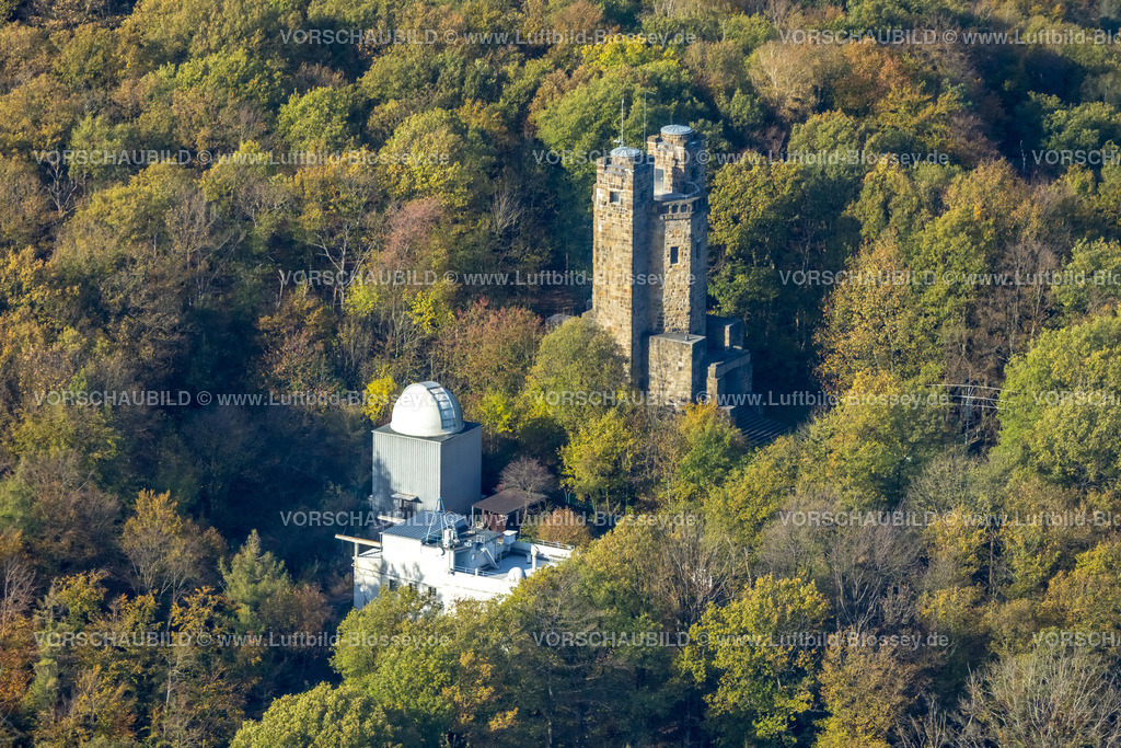 Hagen221015712 | Luftbild, Eugen-Richter-Turm, Volkssternwarte Hagen, Herbstwald, Wehringhausen, Hagen, Ruhrgebiet, Nordrhein-Westfalen, Deutschland