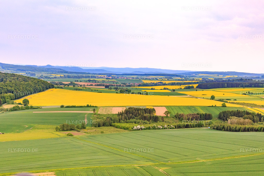 Luftbild: Rapsfeld XL im Ortsteil Güntersen in Adelebsen im Bundesland Niedersachsen in Deutschland. Foto: IMG_079530.jpg vom 24.05.2015 durch Werner Riehm/FLY-FOTO.de