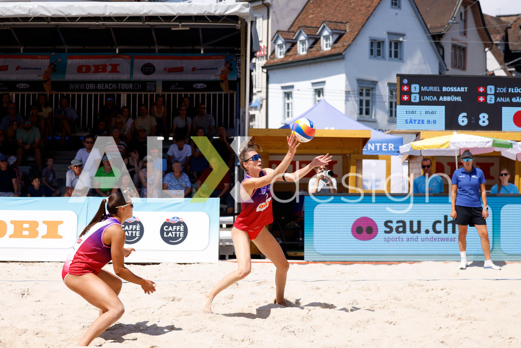 Obi BeachTour 2026 - Basel | BASEL, SWITZERLAND - JULY 18: NADINE DEMIERRE (SUI) during the Obi BeachTour 2026 match between BOSSART / ABBÜHL (SUI) and FLÜCKIGER / DEMIERRE (SUI) at Barfüsserplatz on July 18, 2026 in Basel, Switzerland. - Realisiert mit Pictrs.com