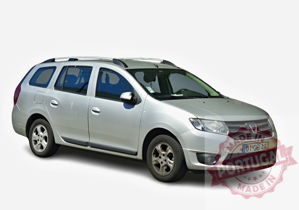 Silver Renault Logan MCV showing its front on a white background | Modern silver Renault Logan MCV station wagon isolated on white background - Realized with Pictrs.com