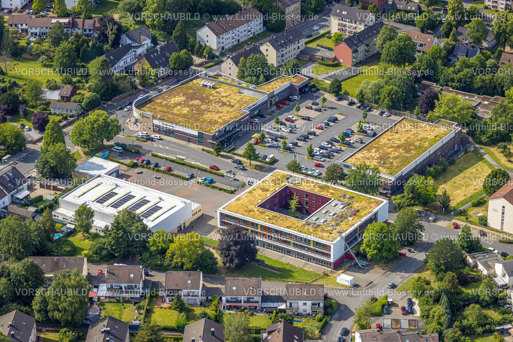 Witten230701536 | Luftbild, Bommerfelder Ring Neue Mitte Einkaufszentrum mit Edeka und Aldi Supermarkt, Helene-Lohmann-Schule und Sportzentrum, Bommern, Witten, Ruhrgebiet, Nordrhein-Westfalen, Deutschland