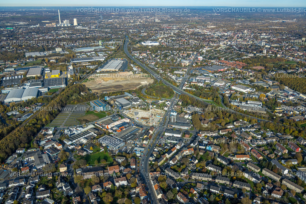 Bochum221101099 | Luftbild, Baustelle und Neubau Gesundheitszentrum Grönemeyer Institut, ehem. Möbel Unger Gelände, Herner Straße, Riemke, Bochum, Ruhrgebiet, Nordrhein-Westfalen, Deutschland