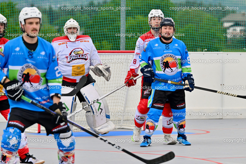 SV ASKÖ Ballhockey Villach vs. Ultras Spittal | #1 Boschitz Anton HSC Zwa, #93 Kersche Jürgen SV ASKÖ Ballhockey, #8 Diamant Philipp HSC Zwa, SV ASKÖ Ballhockey Villach vs. Ultras Spittal, SV ASKÖ Ballhockey Villach vs. Ultras Spittal am 10.05.2026 in Villach (Alpen Arena ), Austria, (Photo by Bernd Stefan)