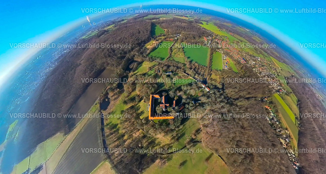 Selm230290007_Cappenberg_Schloss | Luftbild, Übersicht,Fischaugenbild,  Cappenberg, Selm, Ruhrgebiet, Nordrhein-Westfalen, Deutschland