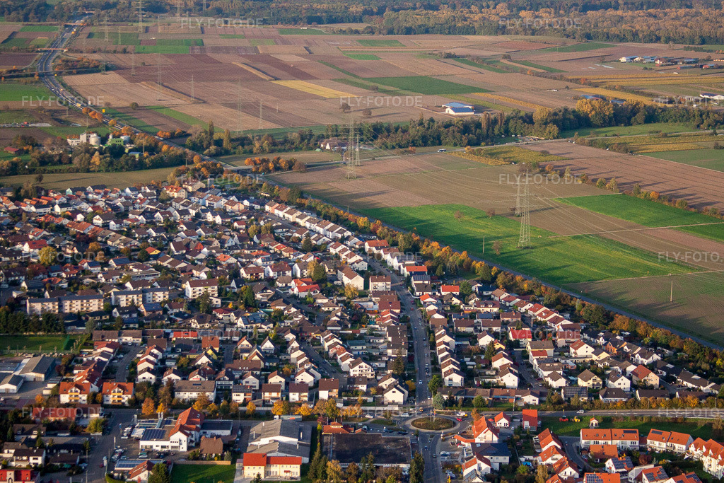 Luftbild: Römerstr in Rülzheim im Bundesland Rheinland-Pfalz in Deutschland. Foto: IMG_60318.jpg vom 22.10.2013 durch Werner Riehm/FLY-FOTO.de