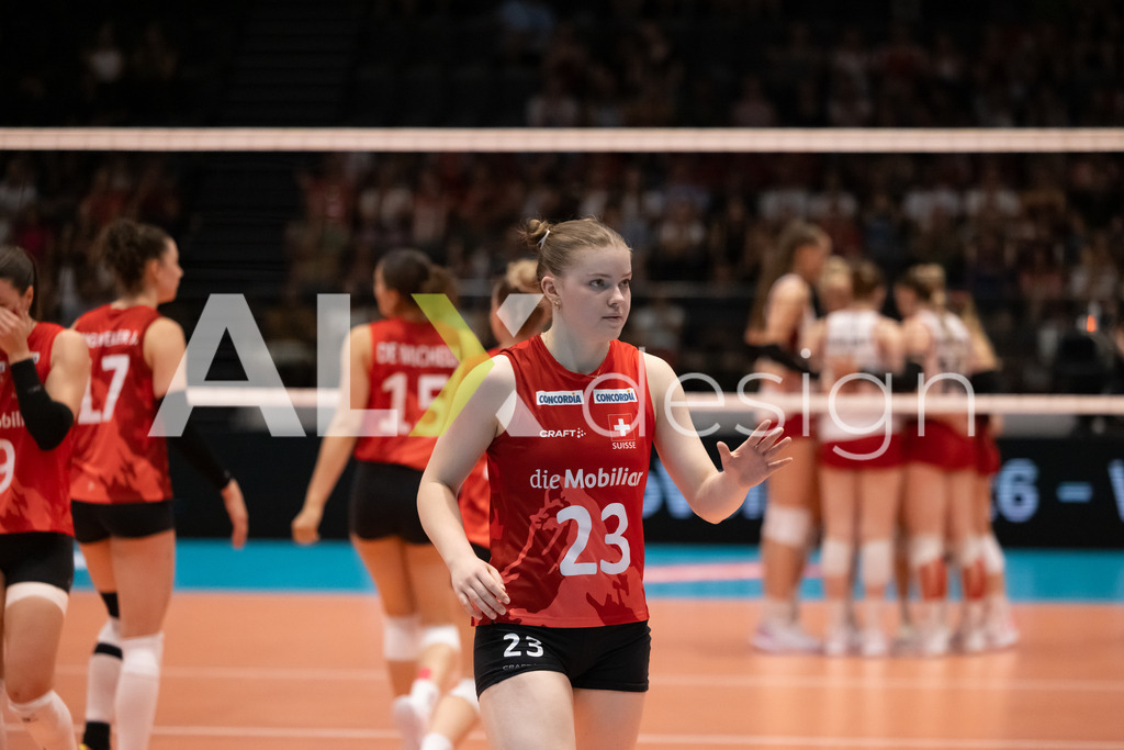 Austria v Switzerland - CEV European League Women | KRIENS, SWITZERLAND - JUNE 14: MERET AARDEN of Switzerland during the CEV European League match between Austria and Switzerland at Pilatus Arena on June 14, 2026 in Kriens, Switzerland. - Realisiert mit Pictrs.com
