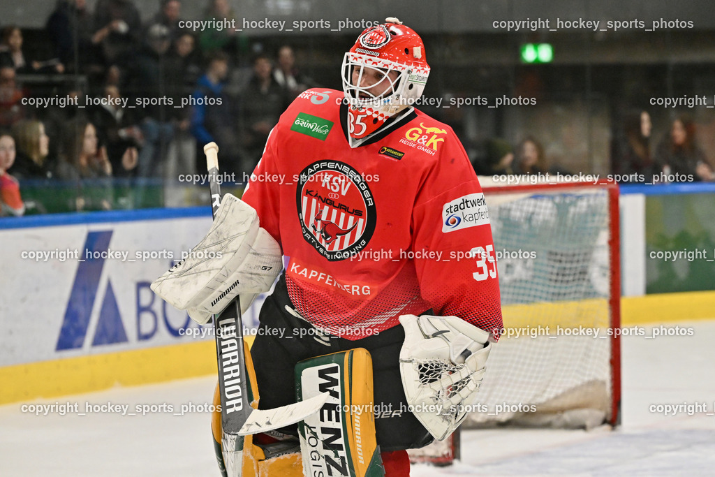 KSV KÄNGURUS vs. EHC Lustenau | #35 Nußbacher Felix KSV, KSV KÄNGURUS vs. EHC Lustenau, KSV KÄNGURUS vs. EHC Lustenau am 14.03.2026 in Kapfenberg (Sportzentrum Kapfenberg), Austria, (Photo by Bernd Stefan)