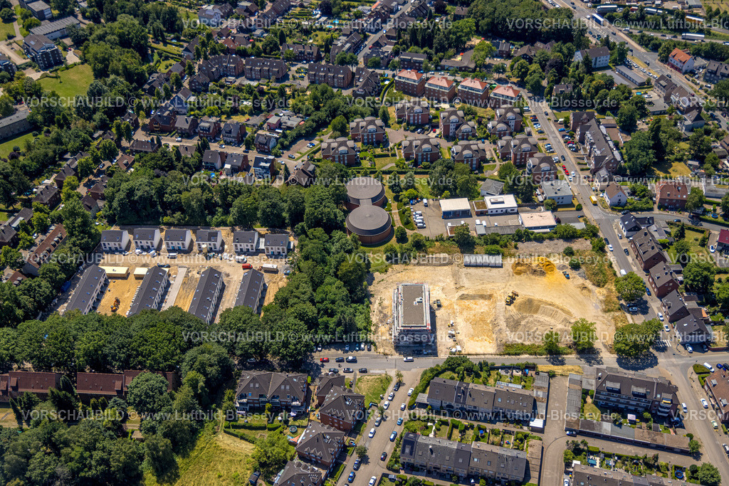 Oberhausen230705692 | Luftbild, Baustelle und Neubau Dinnendahl Carree, Wohnhäuser an der Dinnendahlstraße, Tackenberg West, Oberhausen, Ruhrgebiet, Nordrhein-Westfalen, Deutschland