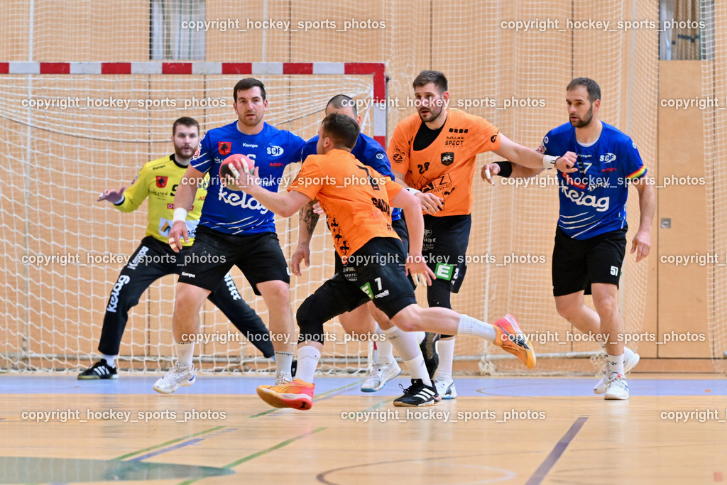 SC Ferlach vs. HSG Holding Graz | #96 KONECNY Micha Martin SC Ferlach, #6 Nosan Blaz SC Ferlach, #7 Galina Matej HSG Graz, #29 SCHWEIGHOFER Lukas HSG Graz, #57 LEBAN Patrik SC Ferlach, SC Ferlach vs. HSG Holding Graz, SC Ferlach vs. HSG Holding Graz am 24.05.2025 in Ferlach (Ballspielhalle Ferlach), Austria, (Photo by Bernd Stefan)