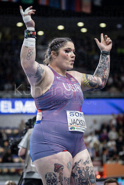 World Athletics Indoor Championships Kujawy Pomorze 26, 20.03.2026 | TORUN, POLAND - MARCH 20:  Chase JACKSON (USA) celebrates in the women's shot put during the World Athletics Indoor Championships Kujawy Pomorze 26 on day 1 / session 2 at Kujawsko-Pomorska Arena Torun on March 20, 2026 in Torun, Poland. 