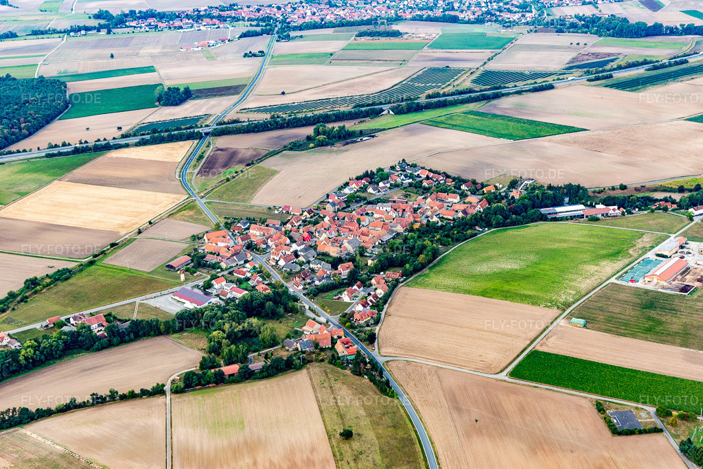 Luftbild: Ortsansicht im Ortsteil Feuerbach in Wiesentheid im Bundesland Bayern in Deutschland. Foto: IMG_111225.jpg vom 09.09.2018 durch Werner Riehm/FLY-FOTO.de