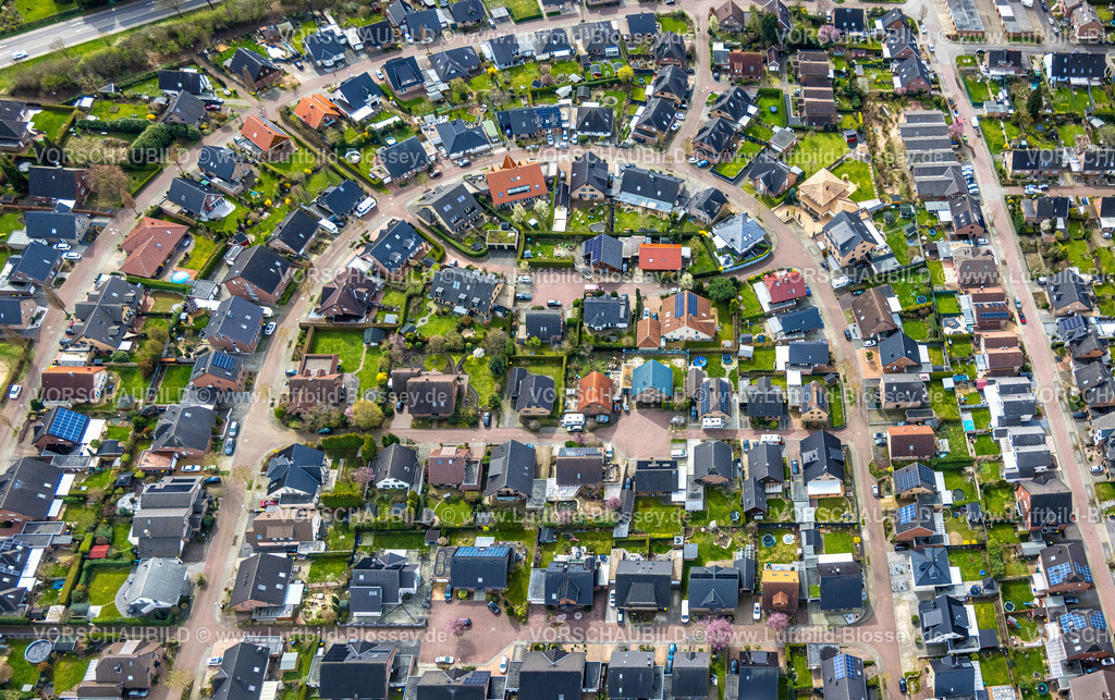 Rees230300707 | Luftbild, Wohnsiedlung Queckvoor, Rees, Niederrhein, Nordrhein-Westfalen, Deutschland
