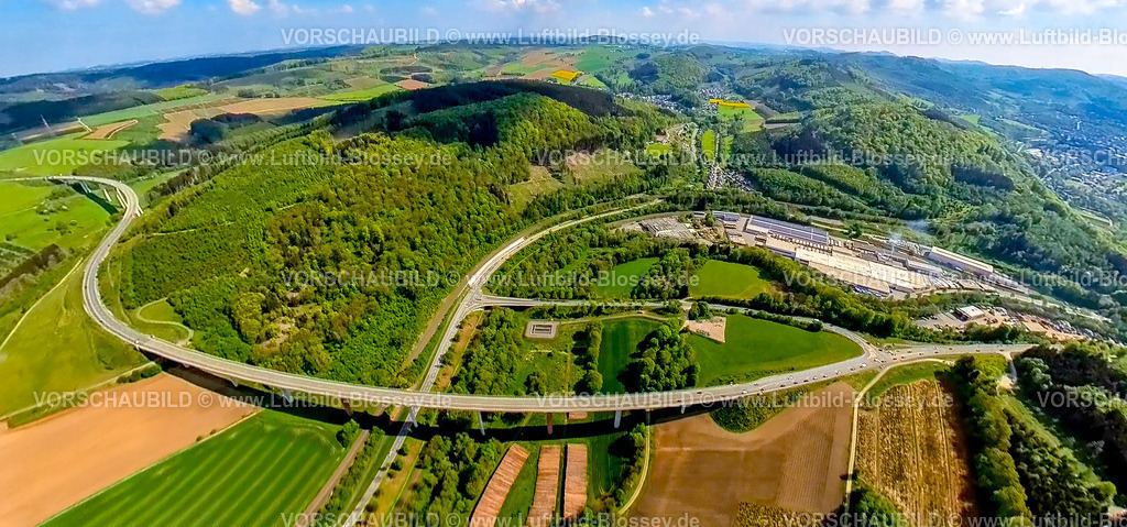 Olsberg240590418Mayr-MelnhofHolz | Luftbild, Gewerbegebiet Desmecke Industriestraße, Mayr-Melnhof Holz Olsberg GmbH Sägewerk, Solardach, Intersnack Deutschland SE Werk Olsberg Lebensmittelhersteller, Autobahn A46 und Bundesstraße B480n mit Talbrücke Schormecke und Ruhrtalbrücke, Hügellandschaft Waldgebiet Ochsenberg Landschaftsschutzgebiet, Erdkugel, Fisheye Aufnahme, Fischaugen Aufnahme, 360 Grad Aufnahme, tiny world, little planet, fisheye Bild, Antfeld, Olsberg, Sauerland, Nordrhein-Westfalen, Deutschland