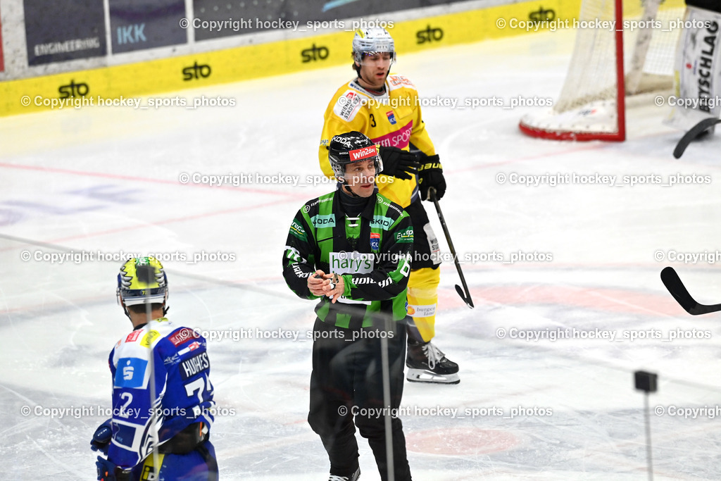 EC IDM Wärmepumpen VSV vs. Vienna Capitals | HRIBAR MATJAŽ Referee, #3 Armin Preiser Vienna Capitals, EC IDM Wärmepumpen VSV vs. Vienna Capitals, EC IDM Wärmepumpen VSV vs. Vienna Capitals am 28.01.2026 in Villach (Stadthalle Villach), Austria, (Photo by Bernd Stefan)