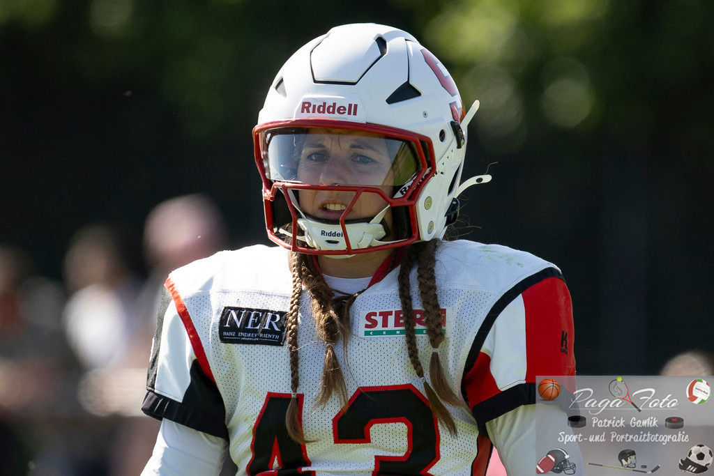 GFLW 1: German Football League Women 1: Rodgau Pioneers Ladies - Stuttgart Scorpions Sisters, 07.06.2026 | Melina Locher (Stuttgart Scorpions Sisters #43), Freisteller, Portrait / Porträt, Rodgau Pioneers Ladies - Stuttgart Scorpions Sisters, Rodgau, Maingau-Energie-Stadion "Am Weichsee", 7.6.2026 - Realisiert mit Pictrs.com