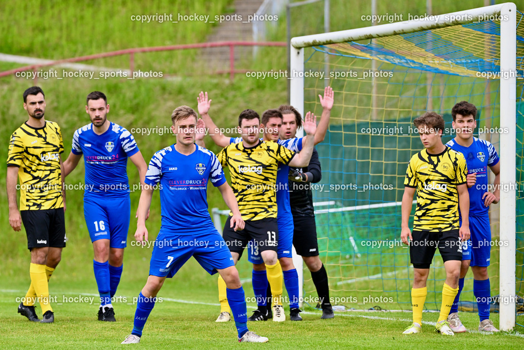 SV Wernberg vs. FC Faakersee | #18 Andreas Unterguggenberger FC Faakersee, #16 Igor Lovric SV Wernberg, #7 Fabian Daniel Ambrosch SV Wernberg, #13 Martin Tschernuth FC Faakersee, #13 Christoph Arneitz SV Wernberg, #1 Matthias Marcus Kohlmaier SV Wernberg, #5 Cajetan Maria Thaddäus Kolig FC Faakersee, #69 Robert Illing SV Wernberg, SV Wernberg vs. FC Faakersee, SV Wernberg vs. FC Faakersee am 01.06.2024 in Wernberg (Sportplatz Wernberg), Austria, (Photo by Bernd Stefan)