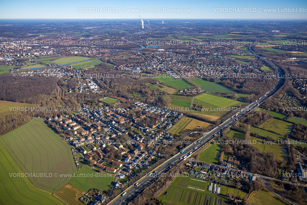 Luenen230203690 | Luftbild, Ortsansicht Gahmen, Sportplatz Gahmen, Altenderne, Lünen, Ruhrgebiet, Nordrhein-Westfalen, Deutschland