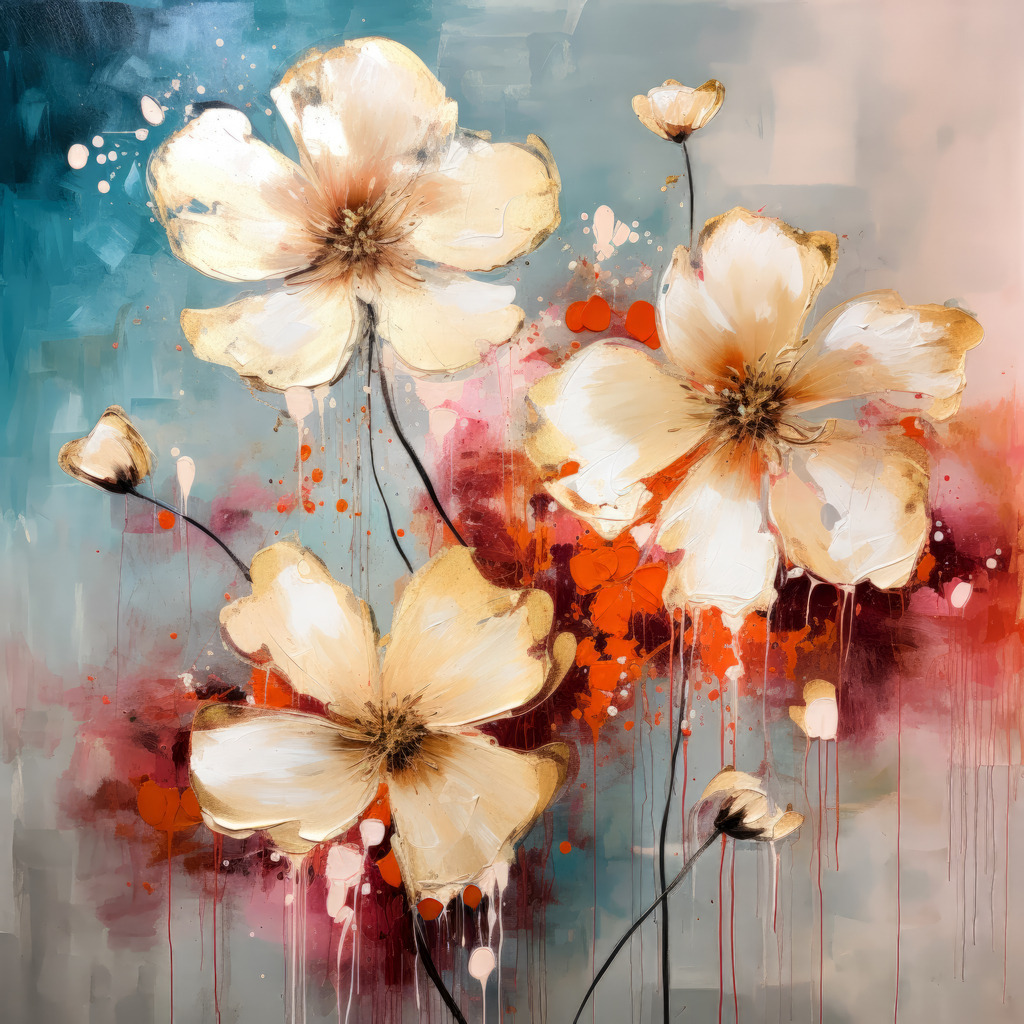 2307107 - Blumengemälde | Wunderschönes teil abstraktes digitales Blumengemälde, wirkt wie von Hand gemalt.