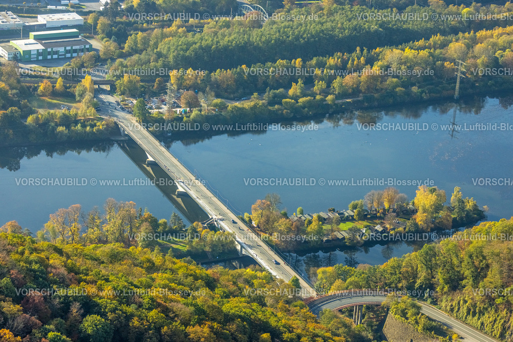 Hagen221015153 | Luftbild, Hengsteysee, Ruhrbrücke, Bikertreff im Hintergrund, Boele, Hagen, Ruhrgebiet, Nordrhein-Westfalen, Deutschland