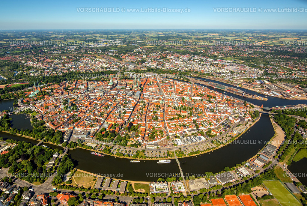 Luebeck15070216 | Altstadt von Lübeck mit Trave und Obertrave,  Lübeck, Lübecker Bucht, Hansestadt, Schleswig-Holstein, Deutschland
