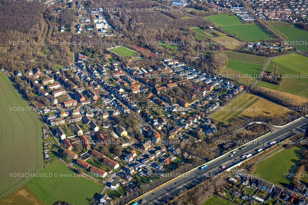 Luenen230203692 | Luftbild, Ortsansicht Gahmen, Sportplatz Gahmen, Altenderne, Lünen, Ruhrgebiet, Nordrhein-Westfalen, Deutschland