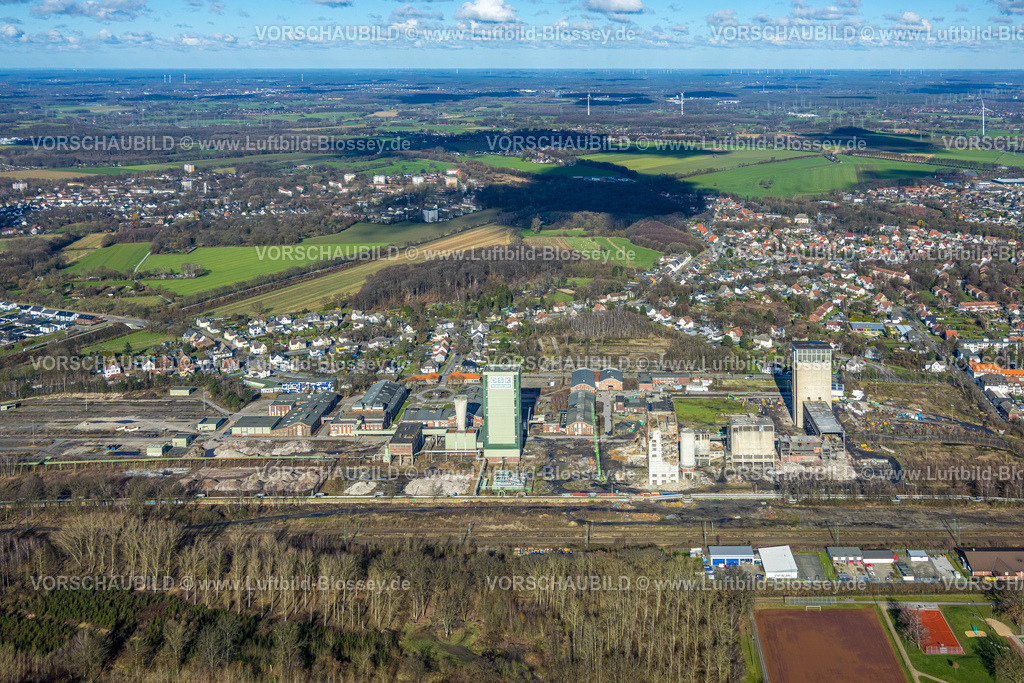 Gelsenkirchen230211112 | Luftbild, Ehemaliges DSK Bergwerk Lippe, Egonstraße, Abrissarbeiten, Stadtgrenze zu Gelsenkirchen, Westerholt, Hassel, Gelsenkirchen, Ruhrgebiet, Nordrhein-Westfalen, Deutschland