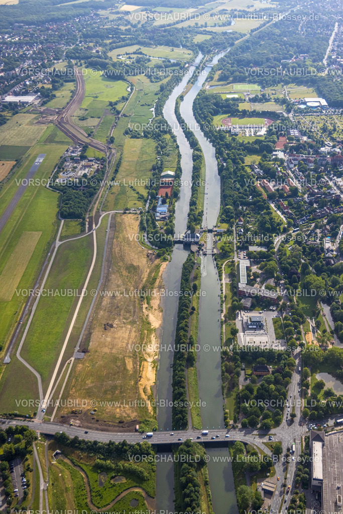 Hamm220601715 | Luftbild, Baustelle Erlebensraum Lippeaue am Fluss Lippe, Kläranlage Hamm Mattenbecke, Schleuse Hamm, Mitte, Hamm, Ruhrgebiet, Nordrhein-Westfalen, Deutschland