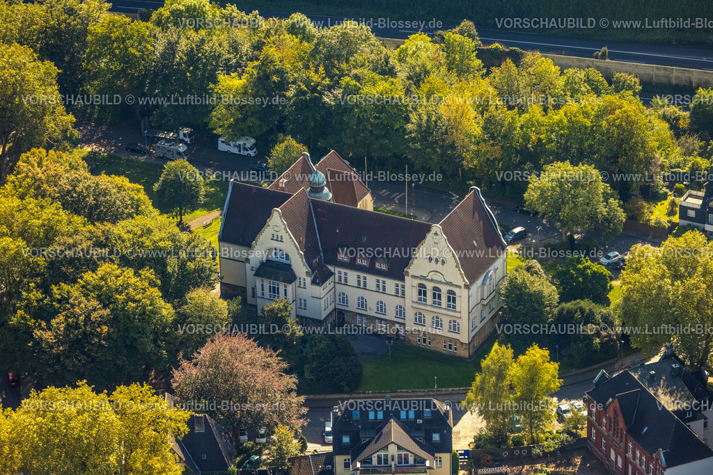 Essen241000778 | Luftbild, Rathaus Kray Stadtverwaltung mit Turm, Kray, Essen, Ruhrgebiet, Nordrhein-Westfalen, Deutschland