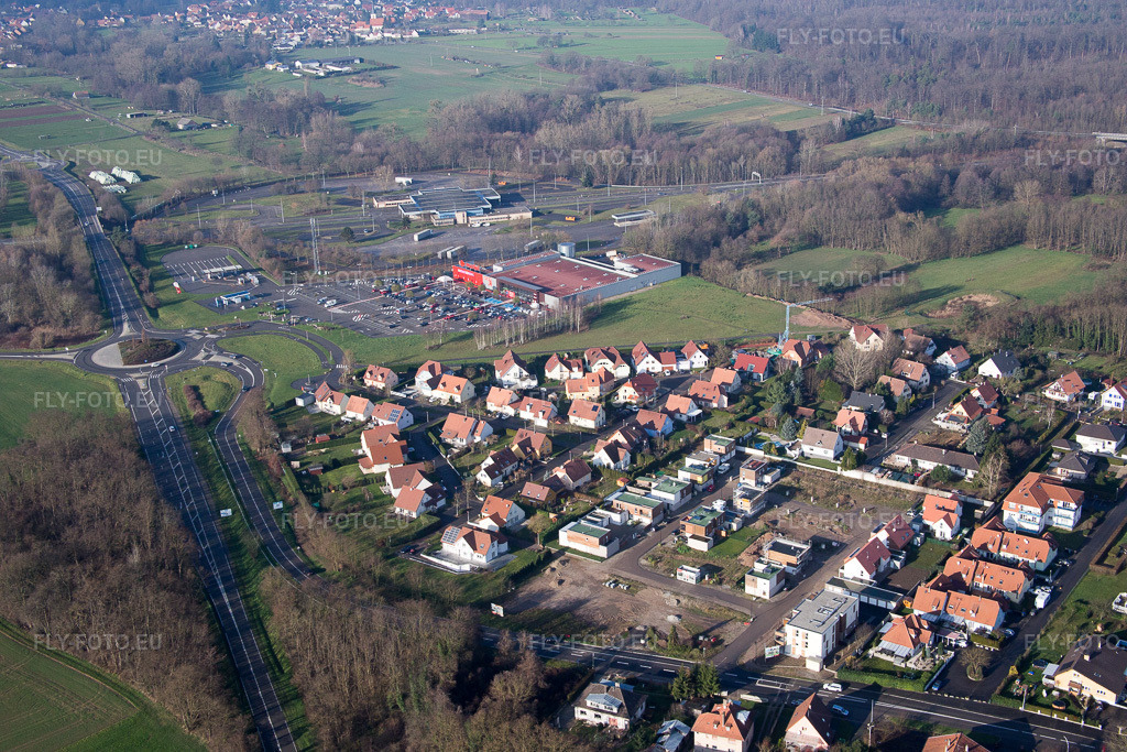 Vue aérienne: Vue de la ville à Lauterbourg dans le département Bas Rhin, France. Photo: IMG_085489.jpg prise le 24/12/2015 par Werner Riehm/FLY-FOTO.euRésolution de l'original: 5472 x 3648 px