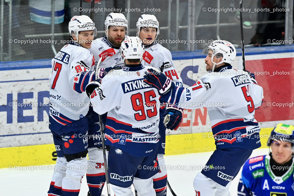 EC IDM Wärmepumpen VSV vs. Hydro Fehervar AV19  | Jubel Hydro Fehervar AV19 Mannschaft, #34 Terbocs Istvan HYDRO FEHERVAR, #87 Ambrus Gergö HYDRO FEHERVAR, #95 Atkinson Joshua HYDRO FEHERVAR, #5 Stipsicz Bence HYDRO FEHERVAR, EC IDM Wärmepumpen VSV vs. Hydro Fehervar AV19 , EC IDM Wärmepumpen VSV vs. Hydro Fehervar AV19  am 01.01.2025 in Villach (Stadthalle Villach), Austria, (Photo by Bernd Stefan)