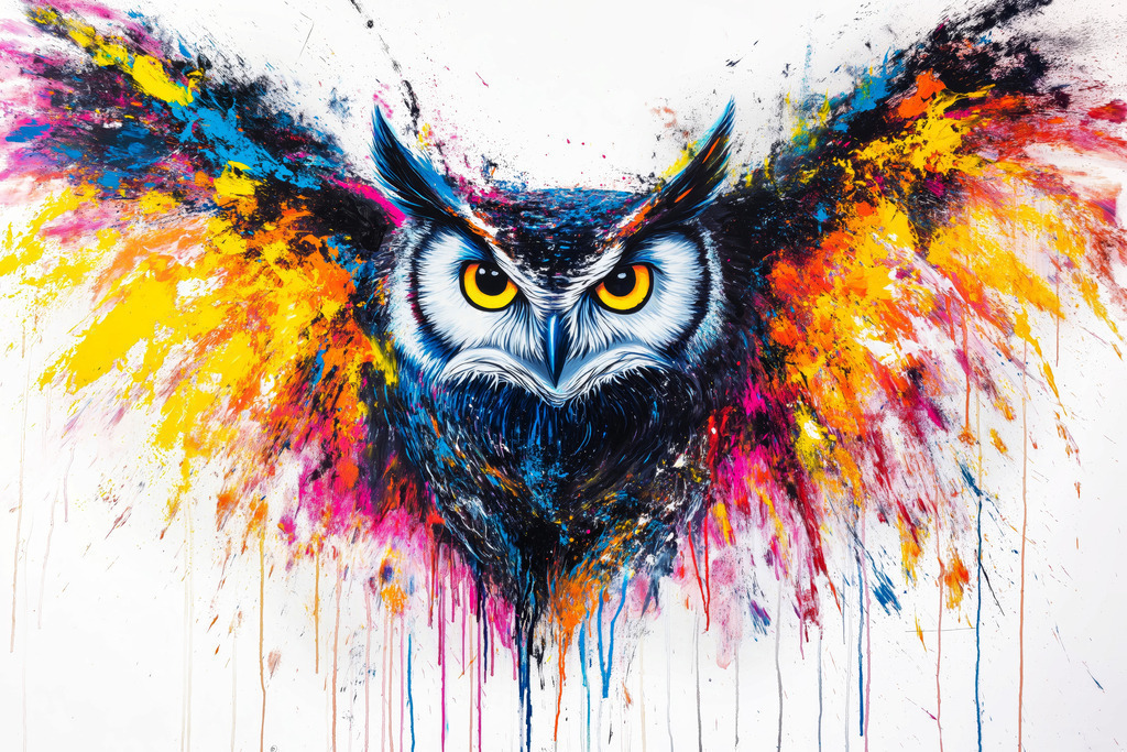 2503001 - Abstrakte Eule | Bestellen Sie dieses Motiv als hochwertigen Kunstdruck auf Leinwand, hinter Acrylglas, auf Alu-Dibond und in anderen Ausführungen. 