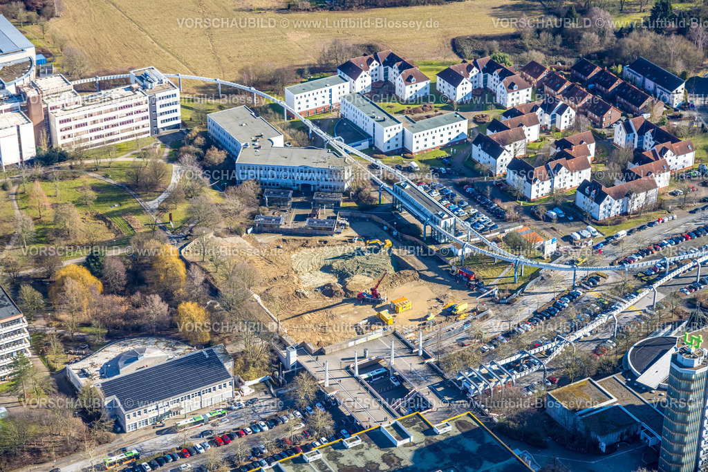 Dortmund260200262 | Luftbild, Baustelle mit Abbau und Neubau der Universitätsbibliothek am Campus TU Dortmund Vogelpothsweg, Hochbahn Schwebebahn Anlage, Eichlinghofen, Dortmund, Ruhrgebiet, Nordrhein-Westfalen, Deutschland