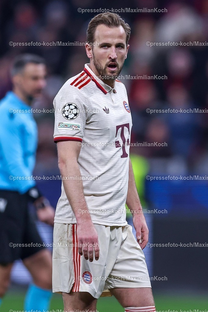 UCL11032502368 | 11.03.2025, Fußball, UEFA Champions League, Bayer 04 Leverkusen - FC Bayern München, Achtelfinale Rückspiel, BayArena, Saison 2024 2025: Harry Kane (FC Bayern #9)DFB regulations prohibit any use of photographs as image sequences and or quasi-video.