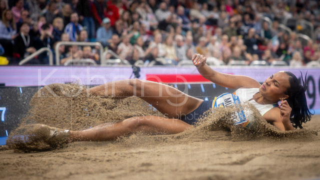 ISTAF Indoor; Duesseldorf, 24.01.2026 | DUESSELDORF, GERMANY - JANUARY 24:  Long jumper Laura Raquel Muller (GER) during the ISTAF Indoor Dusseldorf at PSD Bank Dome on January 24, 2026 in Duesseldorf, Germany. 