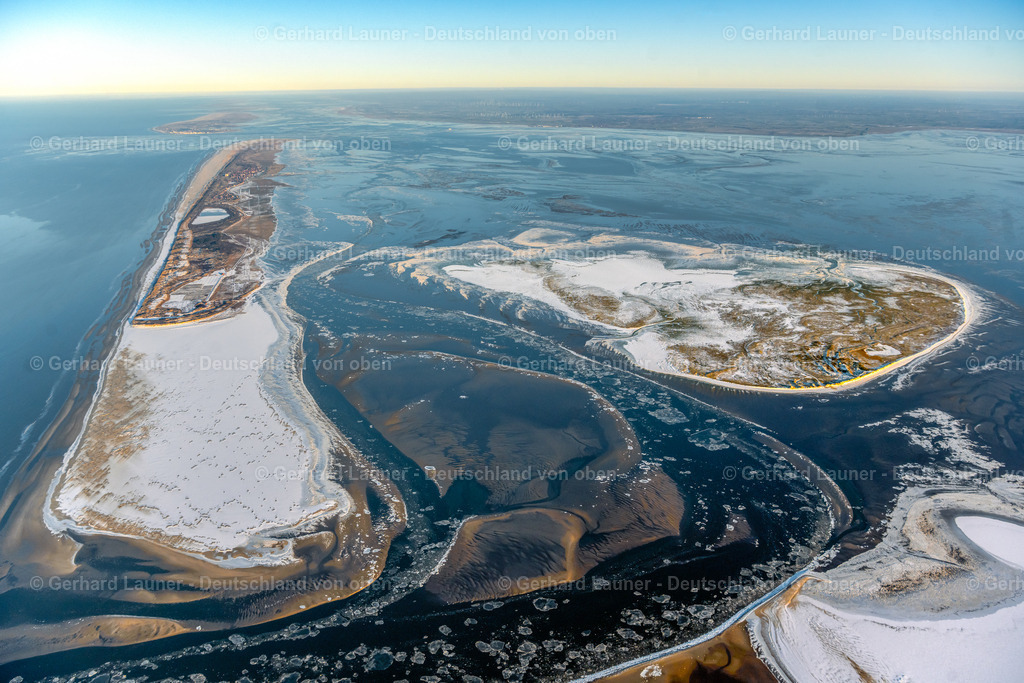 4044146 | winterliche Insel Juist  und Vogelschutzgebiet Memmert im Nationalpark Ostfriesisches Wattenmeer im Bundesland Niedersachsen
