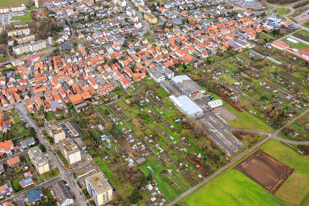 Luftbild: Unterkandler Gartengrundstücke in Kandel im Bundesland Rheinland-Pfalz in Deutschland. Foto: IMG_085933.jpg vom 08.01.2016 durch Werner Riehm/FLY-FOTO.de