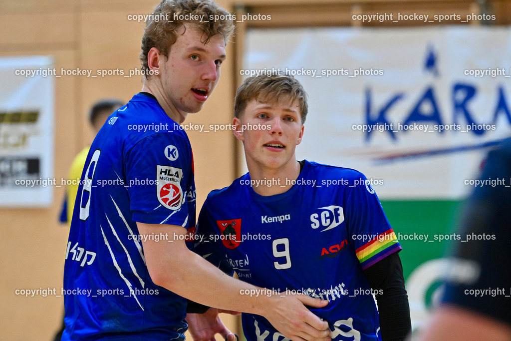 SC Ferlach vs. HSG Holding Graz | Abschied Nico Sager, #8 KNAPP Simon SC Ferlach, #9 SAGER Nico SC Ferlach,SC Ferlach vs. HSG Holding Graz, SC Ferlach vs. HSG Holding Graz am 24.05.2025 in Ferlach (Ballspielhalle Ferlach), Austria, (Photo by Bernd Stefan)