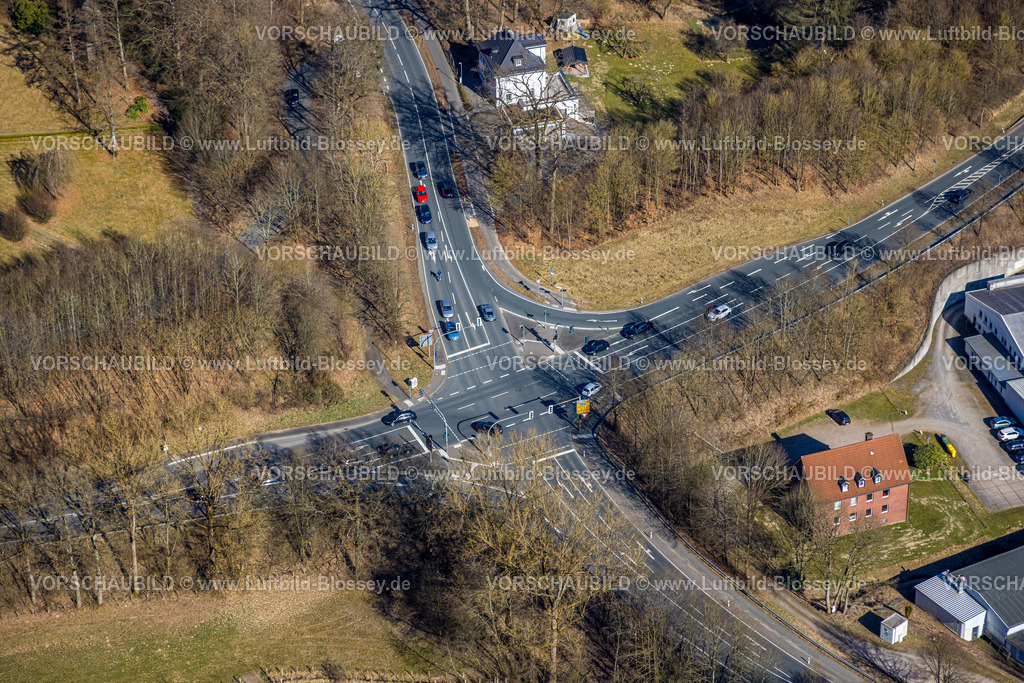 Olpe250308218Rhode | Luftbild, Kreuzungsbereich Bundesstraße B54 und Im Osterseifen, Olpe-Stadt, Olpe, Sauerland, Nordrhein-Westfalen, Deutschland