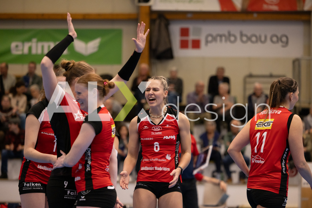 Volleyball I Frauen I Saison 2025-2026 I Volleyball NLA | Women I 1/2 Finals I  VC Kanti Schaffhausen - Sm'Aesch Pfeffingen I 07.03.2026 | 8 Lina-Marie Lieb (DE) (VC Kanti Schaffhausen) – Aussen - Realisiert mit Pictrs.com