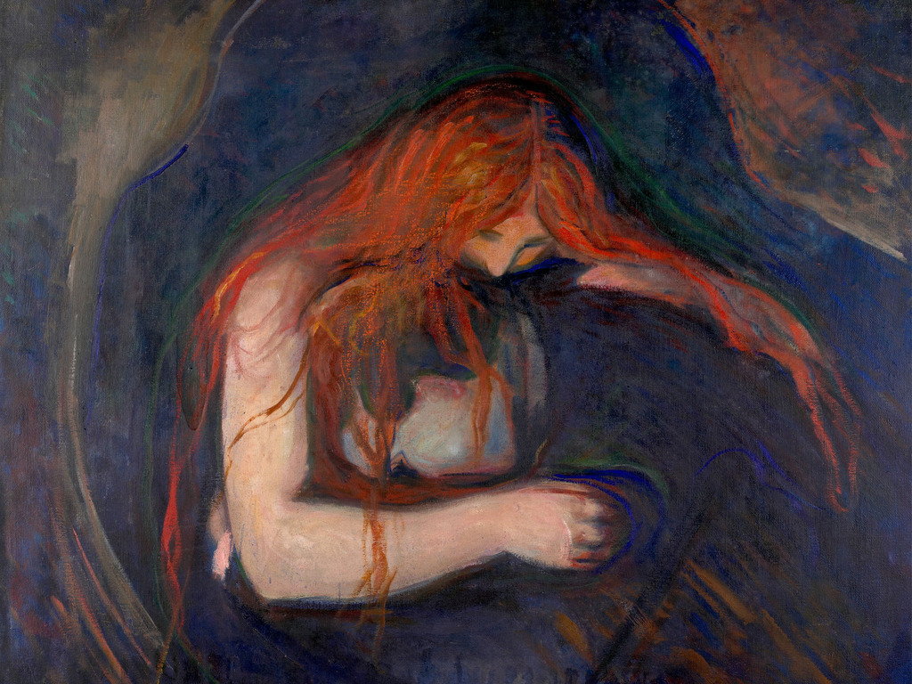 Edvard Munch - Vampir | Moderne Wandbilder auf Leinwand, Acylglas, Alu-Dibond oder als Poster. Tauchen Sie ein in die Welt KI-generierter Kunstwerke - entdecken Sie hochwertige Kunstdrucke unserer Gemälde, Illustrationen und fotorealistischen Motive.
