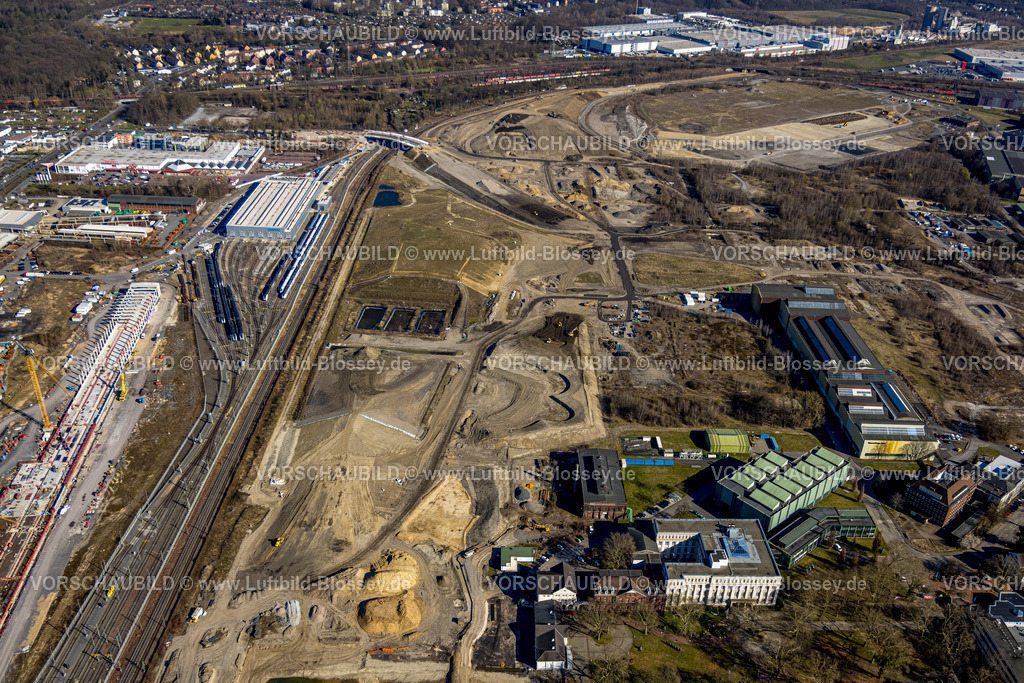Dortmund250300165 | Luftbild, thyssenkrupp Steel Europe AG - Verwaltung Dortmund und Hoesch-Museum im Westfalenhütte Gewerbegebiet, Hoesch Areal, Borsigplatz, Dortmund, Ruhrgebiet, Nordrhein-Westfalen, Deutschland